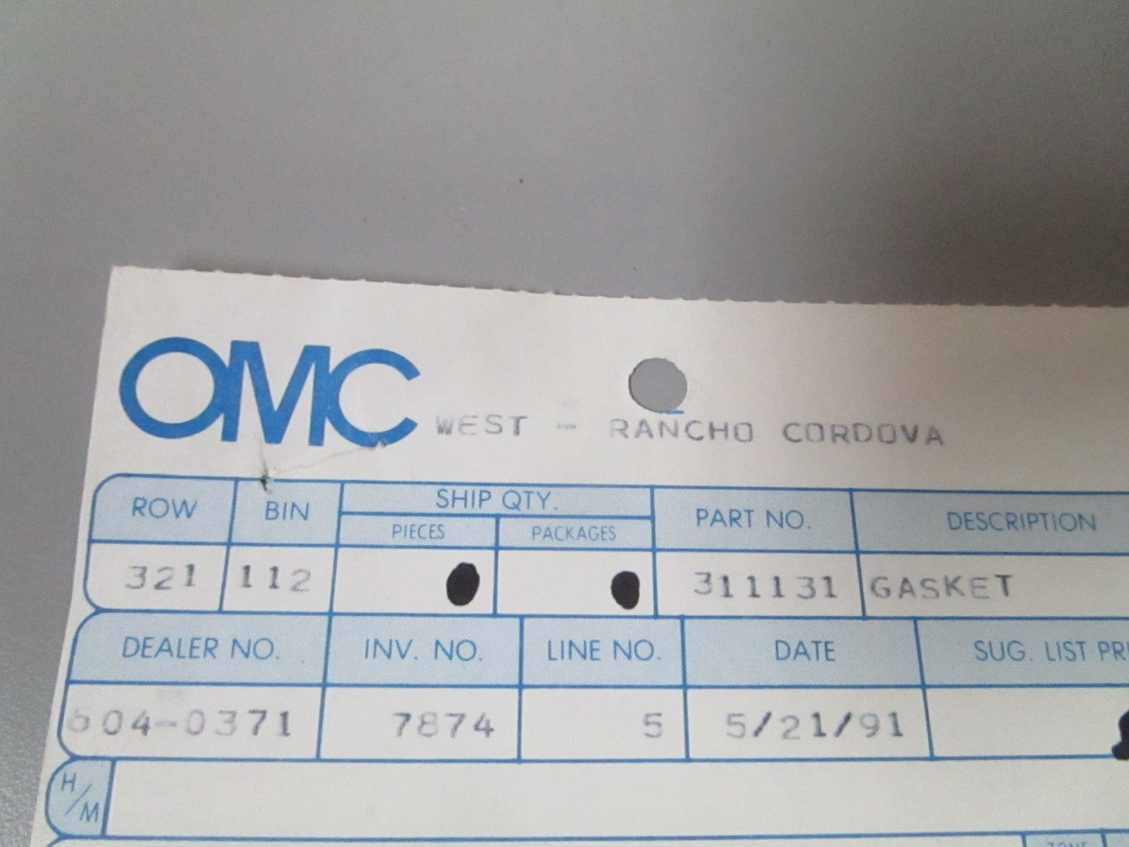 NEW OEM (LOT OF 4) 311131 0311131 OMC Johnson Evinrude End Cap Gasket 0810