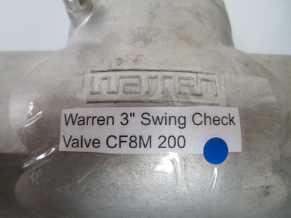 *NEW OEM* 0720 Warren 3" Swing Check Valve CF8M 200
