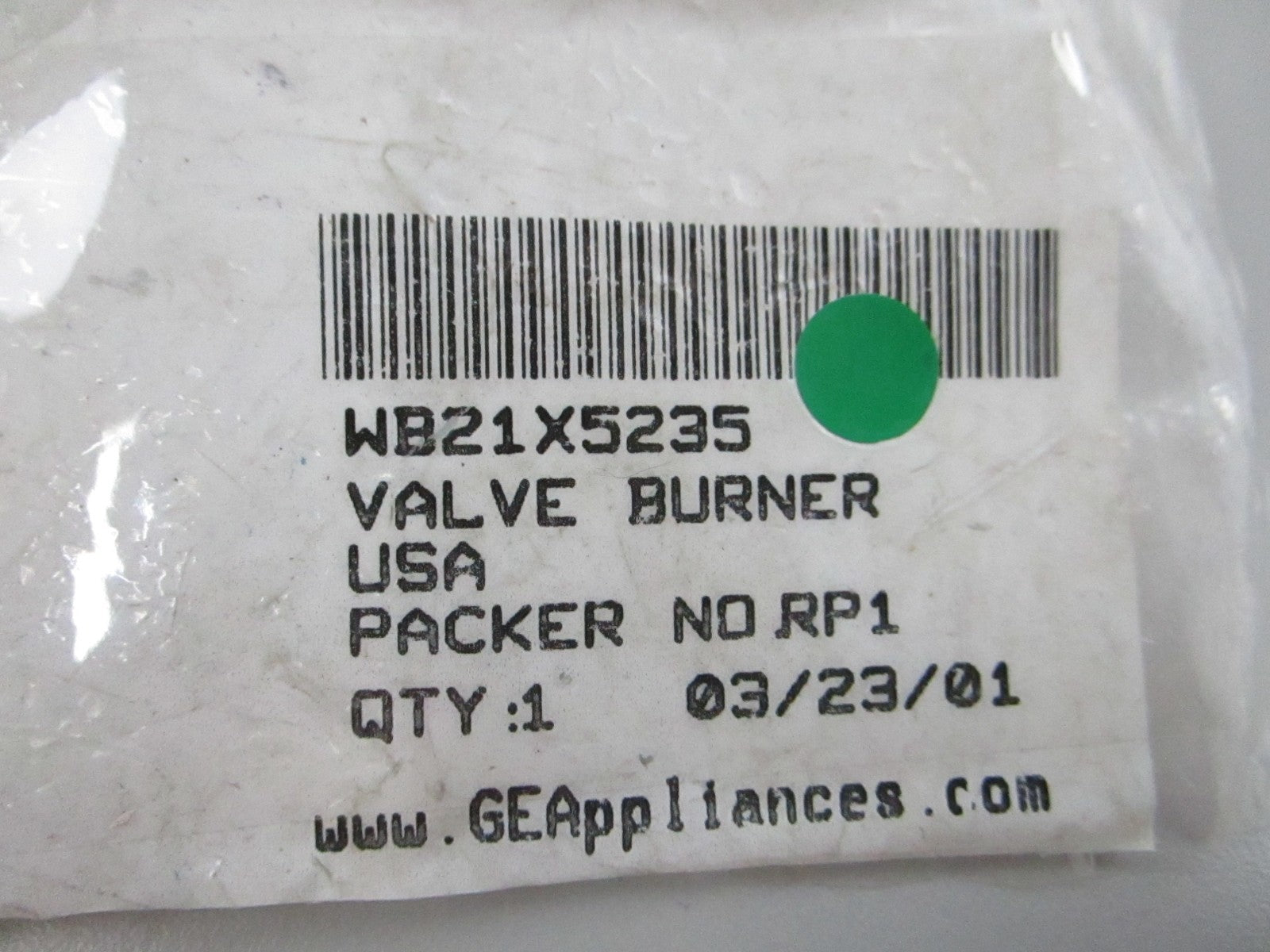 NEW OEM WB21X5235 GE Valve Burner 0810