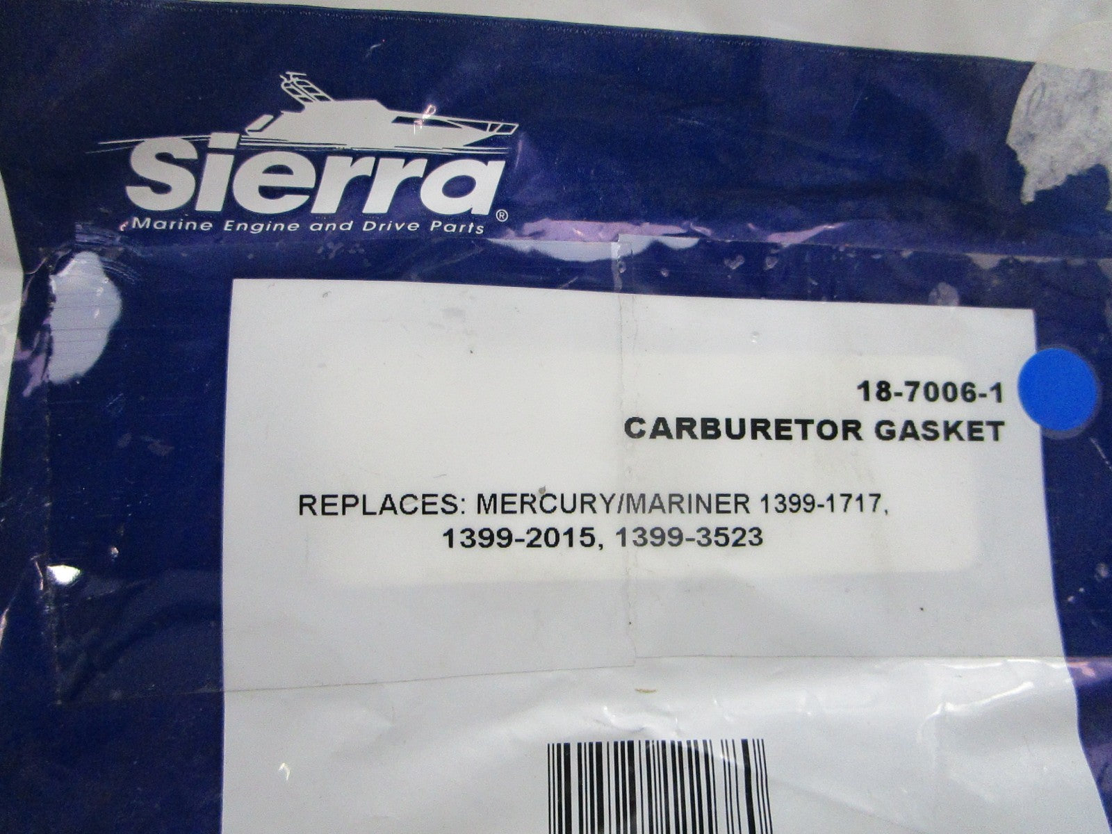 NEW 18-7006-1 Replaces: Mercury 1399-2015 1399-3523 Sierra Carb Gasket 0810