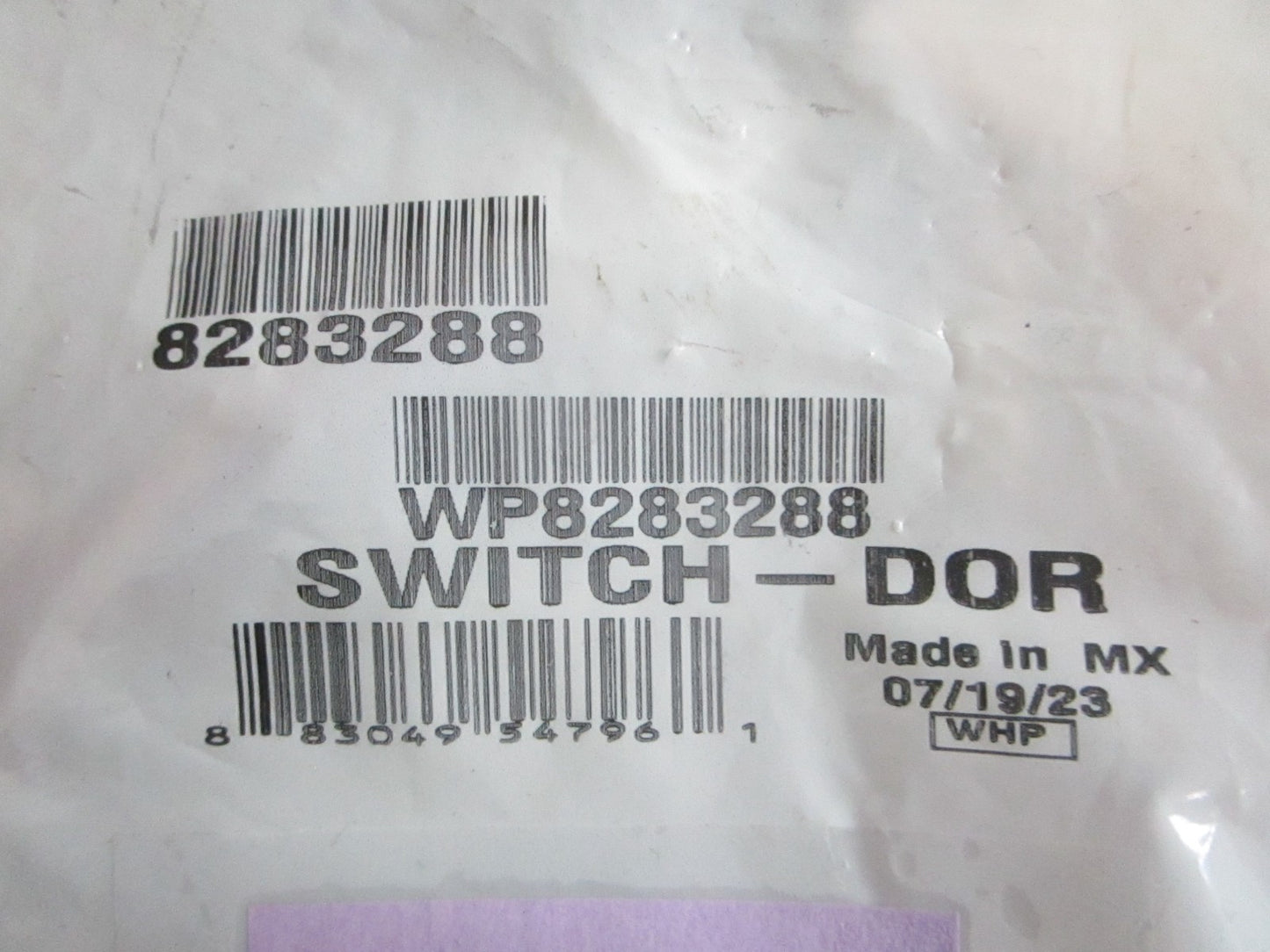 NEW OEM WP8283288 8283288 Whirlpool Dryer Door Switch 0820