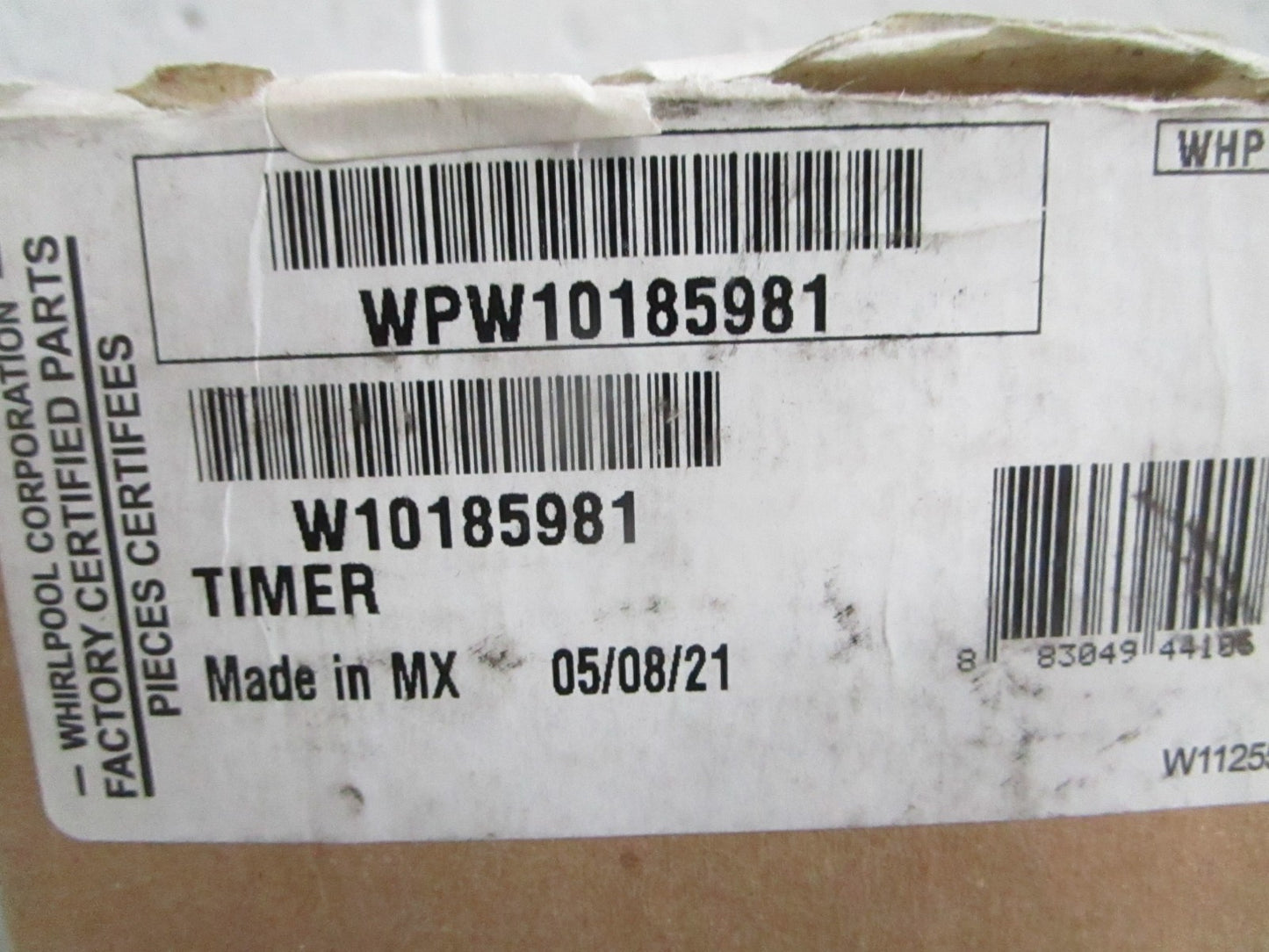 NEW OEM W10185981 Whirlpool Dryer Timer 0820