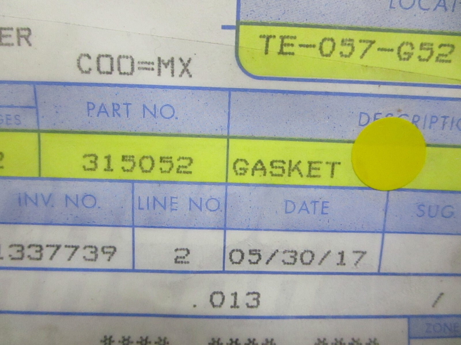 *NEW OEM* (LOT OF 5) 0810 OMC Johnson Evinrude Gasket 315052 0315052