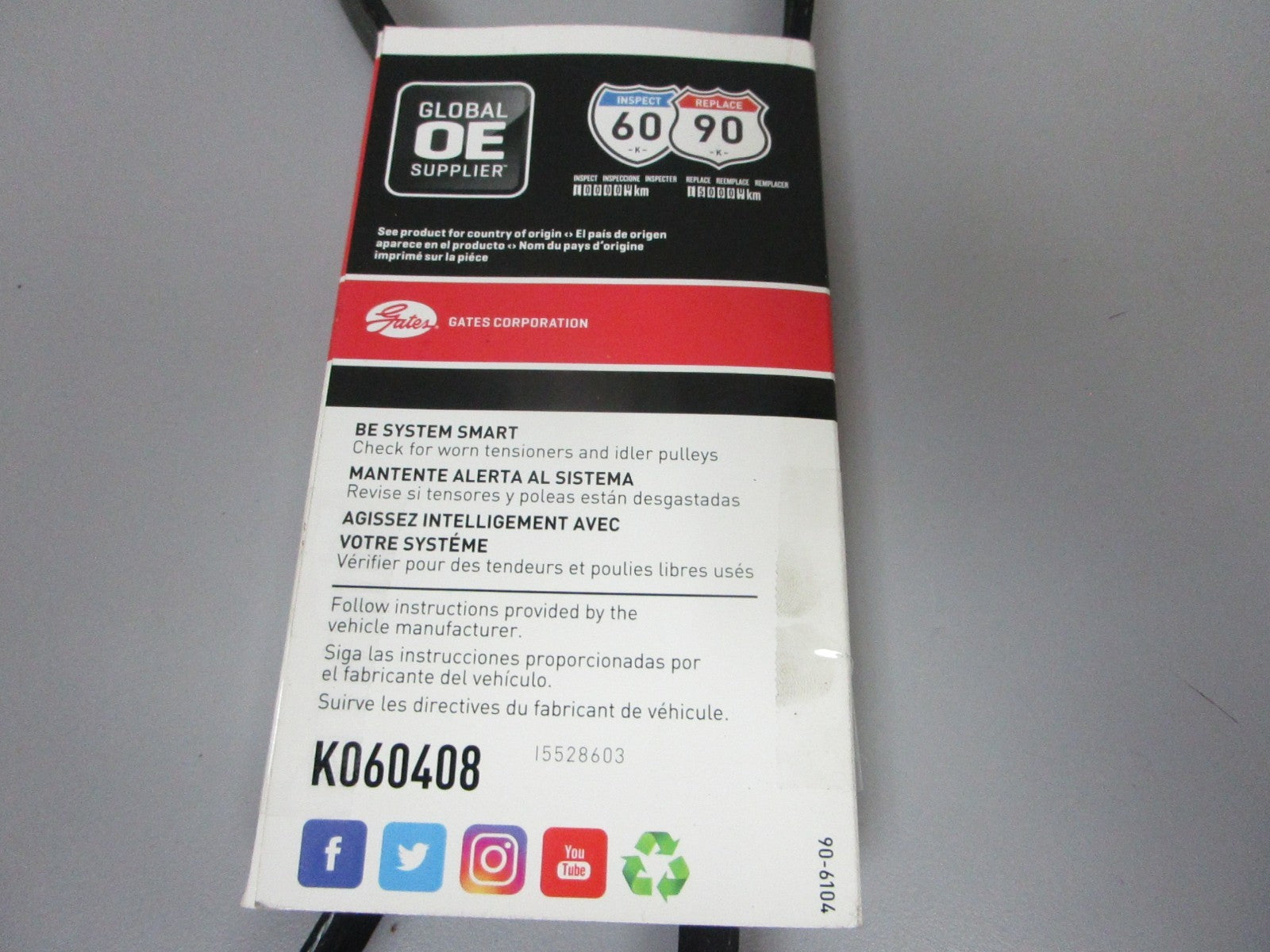 NEW K060408 Gates Micro-V 13/16" x 41 ½" Serpentine Belt 0720