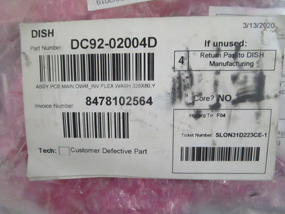*NEW OEM* 0820 Samsung Washer Control Board DC92-02004D