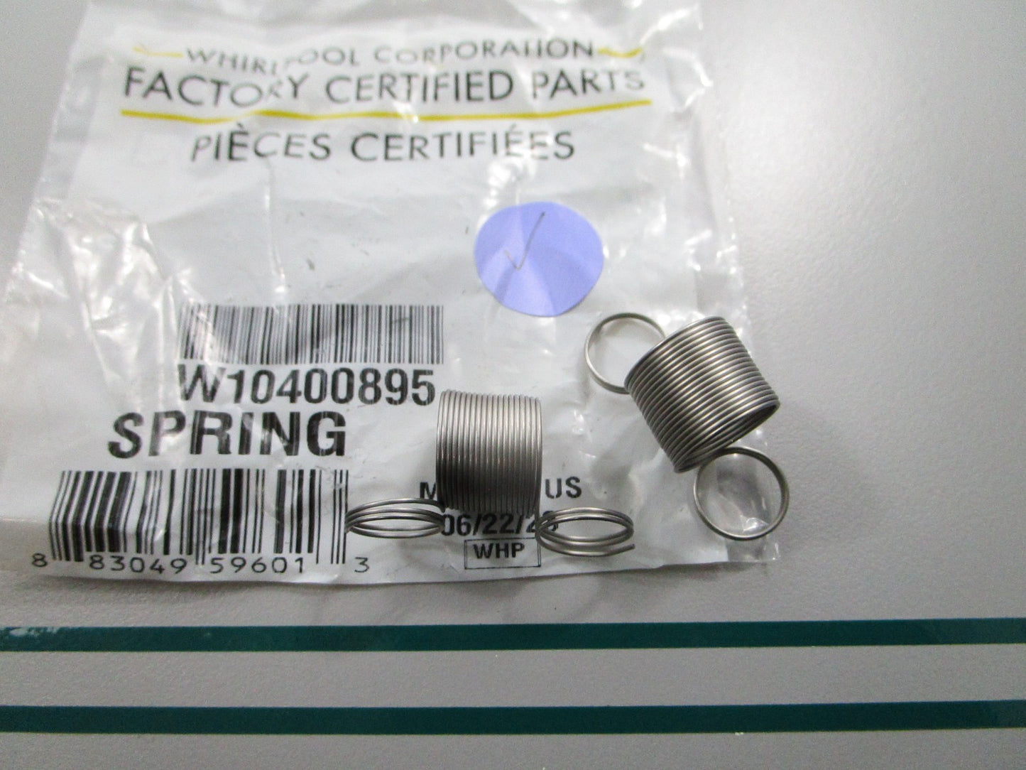 NEW OEM W10400895 Whirlpool 2 Spring Set 0810