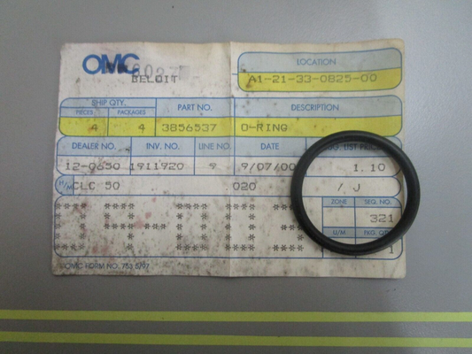 *NEW OEM* 0810 OMC Johnson Evinrude O-Ring 3856537