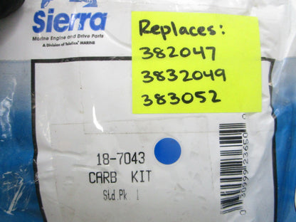 NEW 18-7043 Replaces: 382047 3832049 383052 18-7765 Carburetor Kit 0810