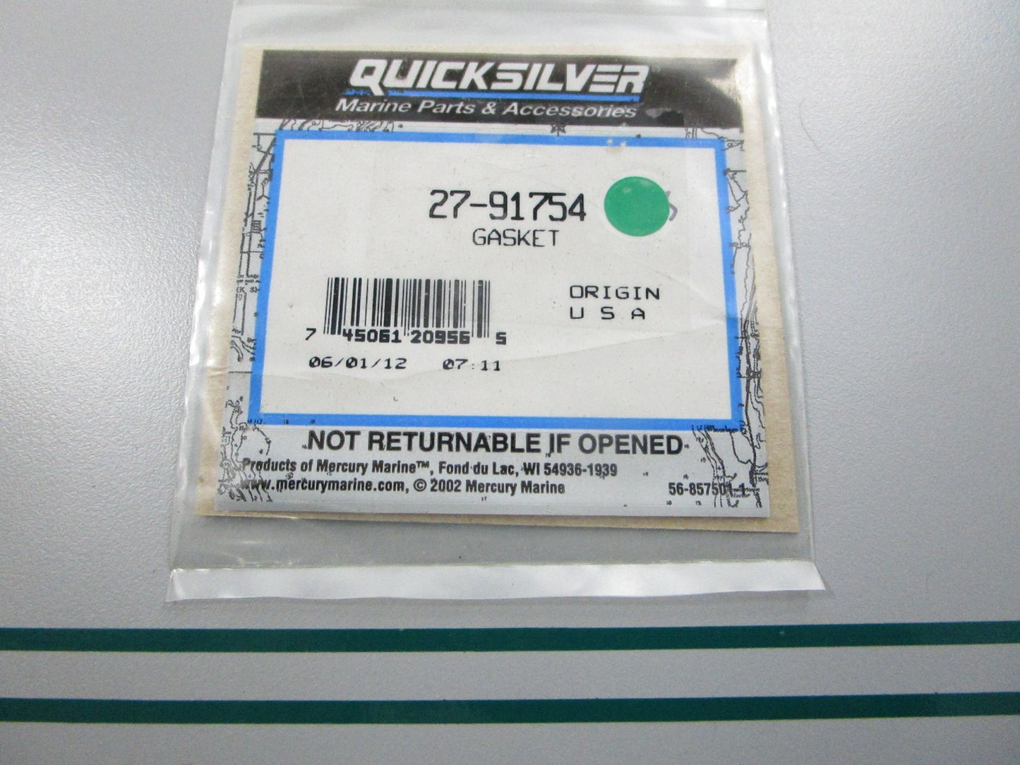 NEW OEM 27-91754 Mercury Quicksilver Gasket 0810
