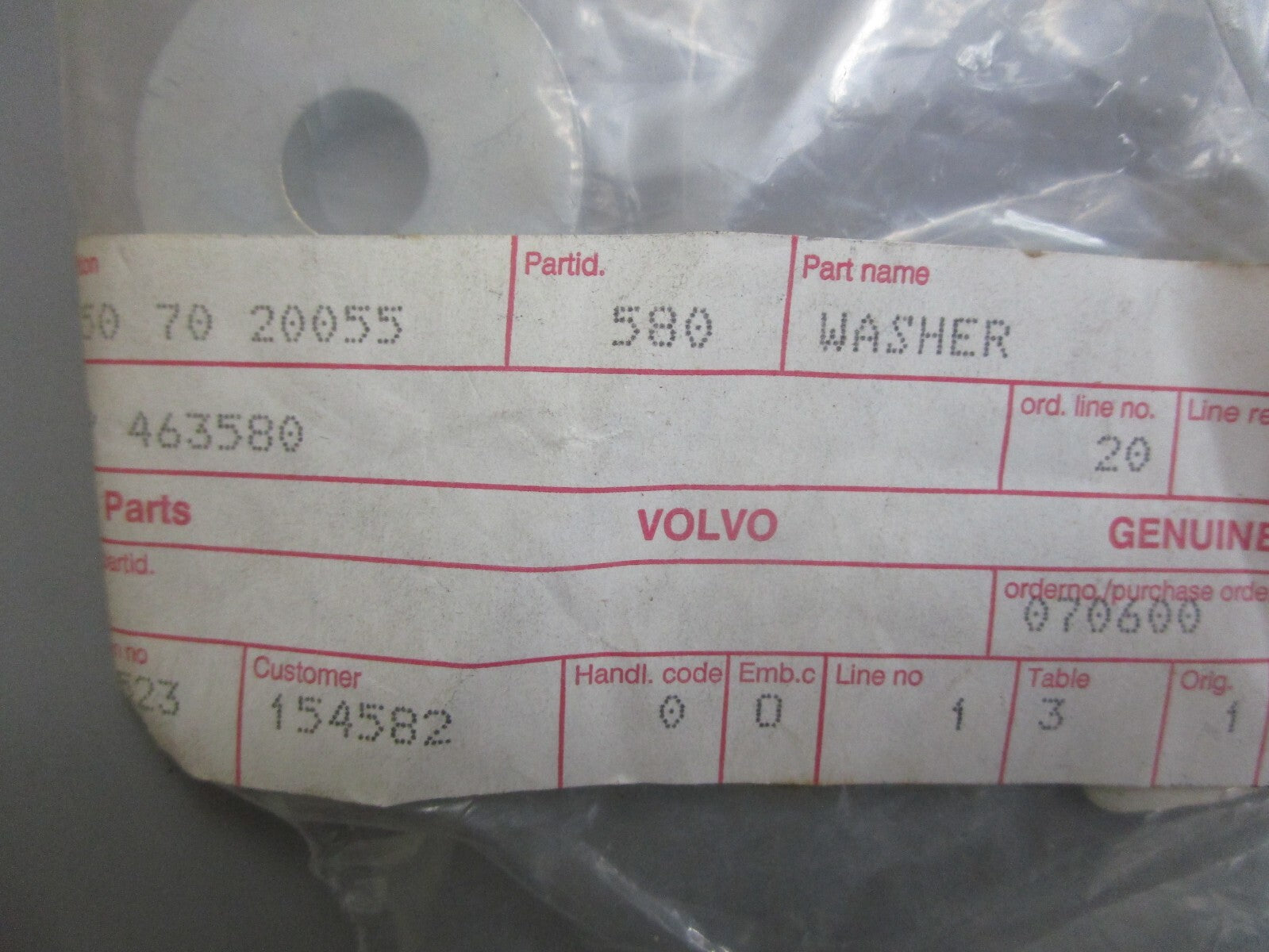 *NEW OEM* 0810 Volvo Penta Washer 463580
