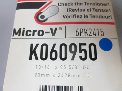 NEW K060950 Gates Micro-V 13/16" x 95 ⅝" Serpentine Belt 0720