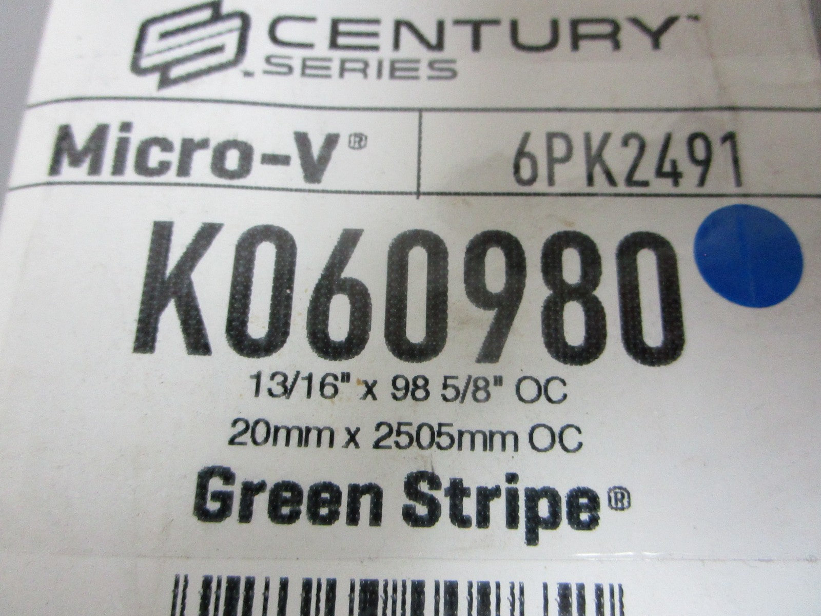 NEW K060980 Gates Micro-V Green Stripe 13/16" x 98 ⅝" Serpentine Belt 0720