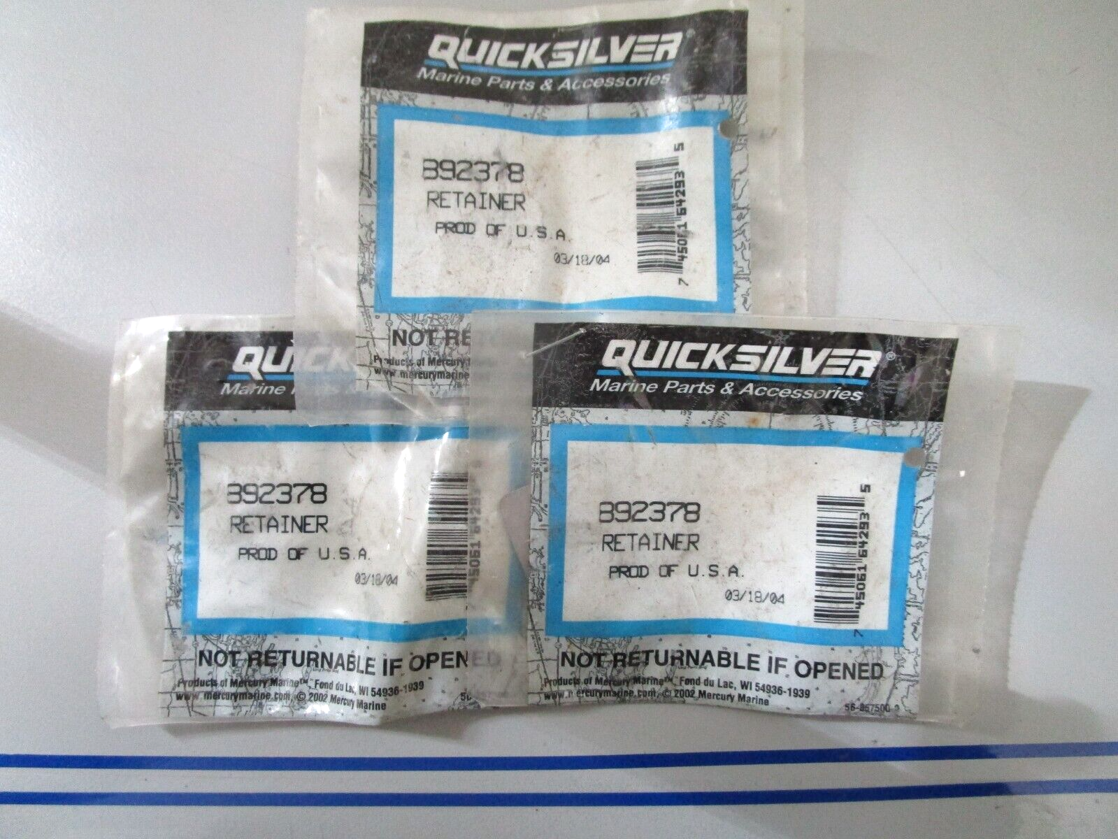 *NEW OEM* (LOT OF 3) 0780 Mercury Quicksilver Retainer 892378