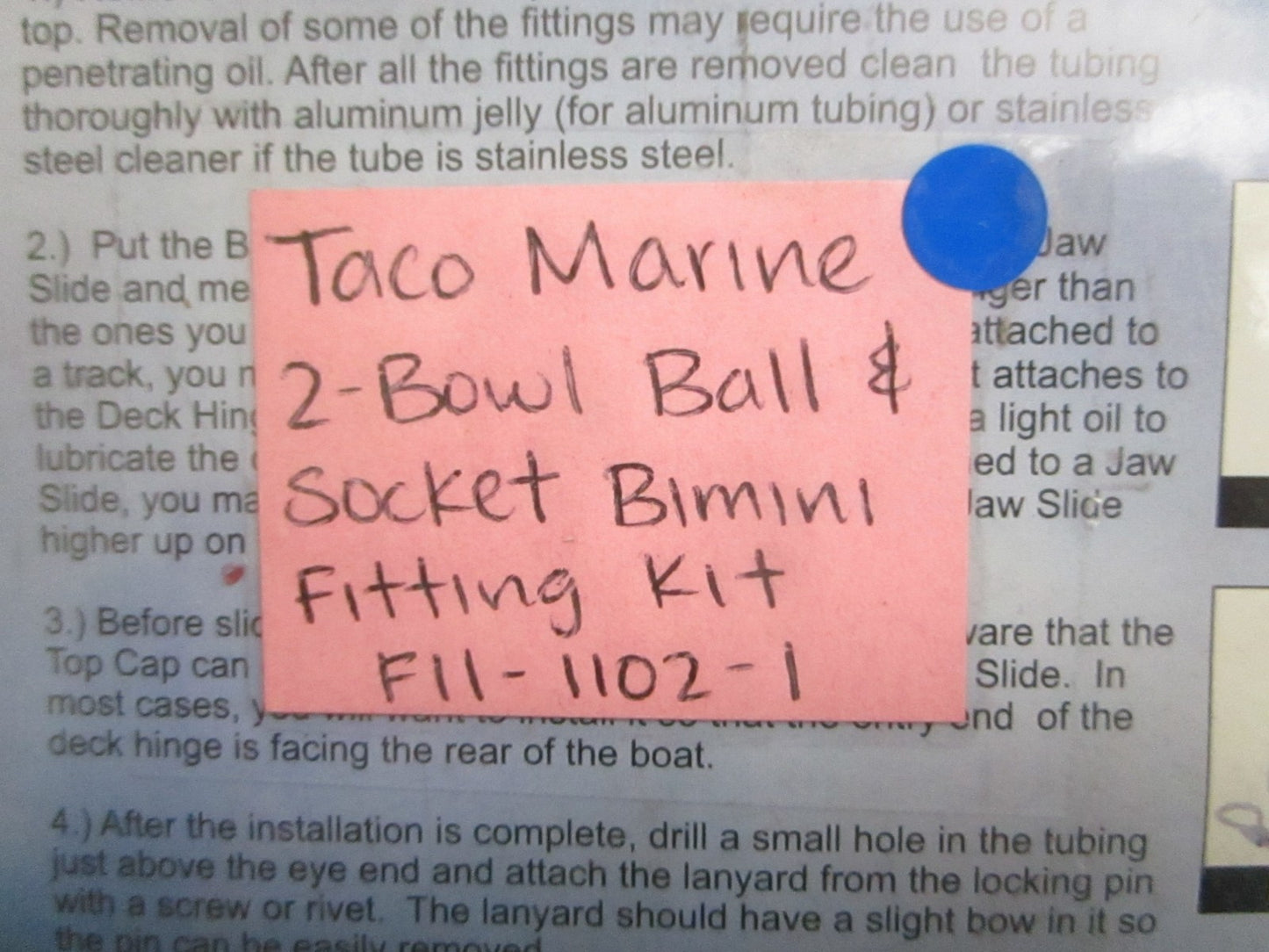 *NEW* 0820 TACO 2-Bowl Ball & Socket Bimini Fitting Kit F11-1102-1