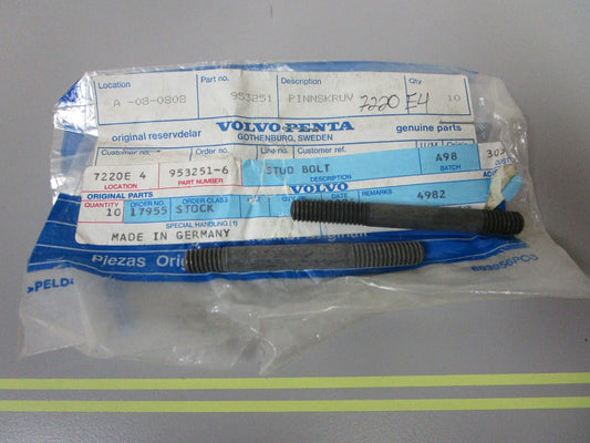 *NEW OEM* (LOT OF 2) 0810 Volvo Penta Stud Bolt 953251