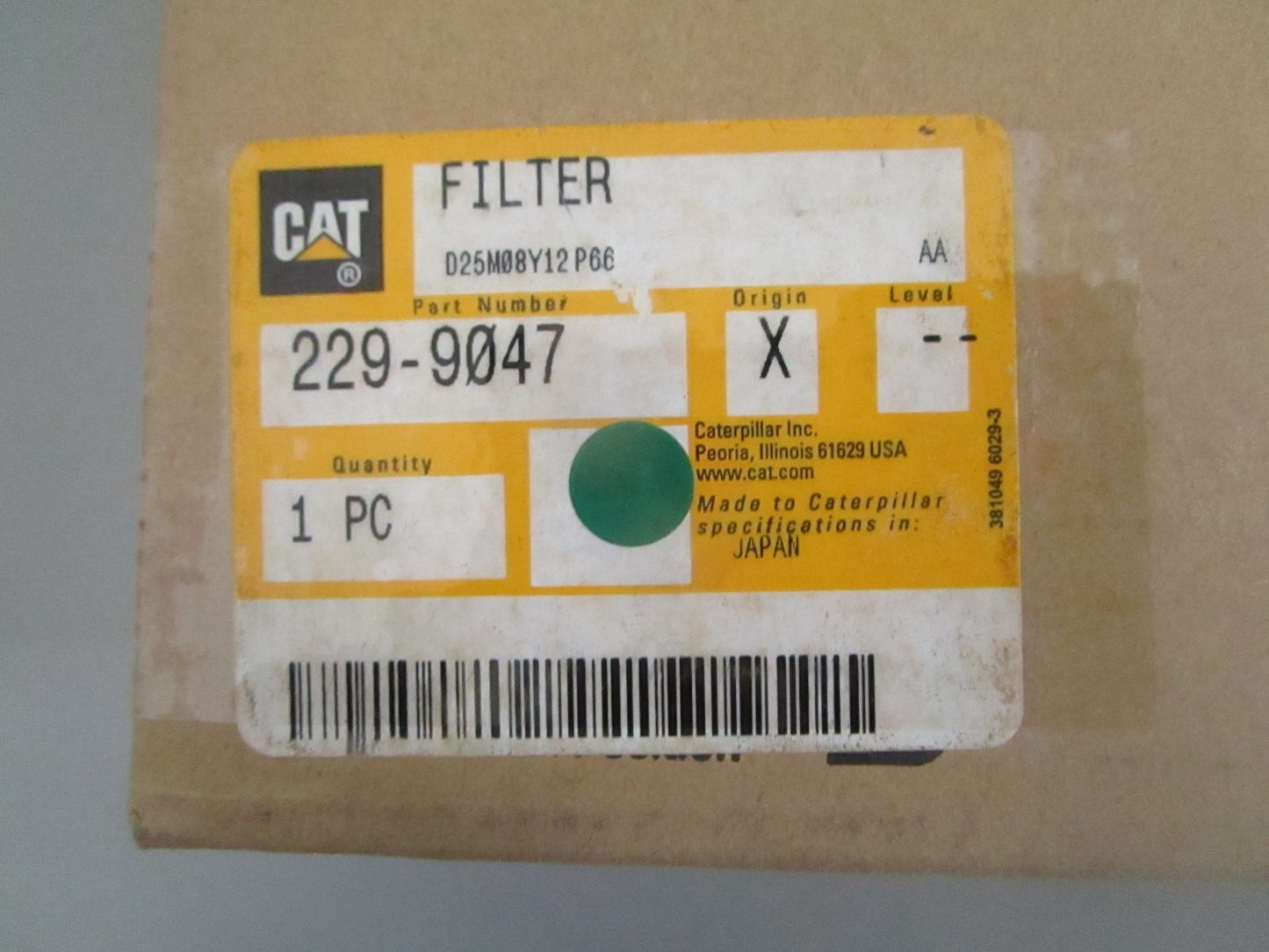 Caterpillar NEW OEM Cab Air Filter 229-9047 Excavator 314C 321C Genuine NOS 0820