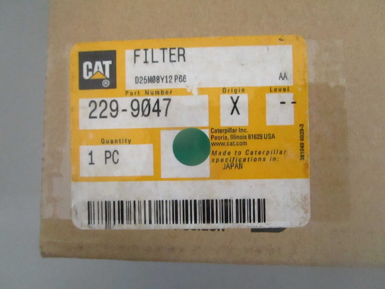 Caterpillar NEW OEM Cab Air Filter 229-9047 Excavator 314C 321C Genuine NOS 0820