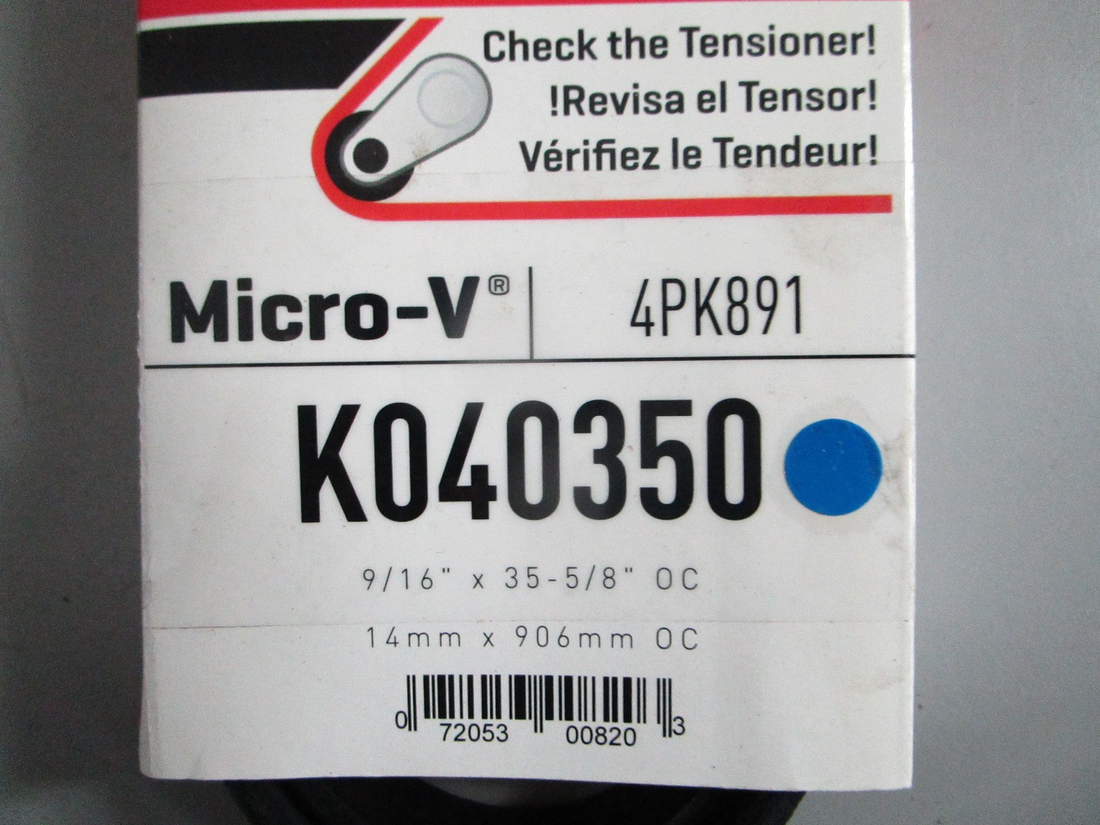NEW K040350 Gates Micro-V Serpentine Belt 0820