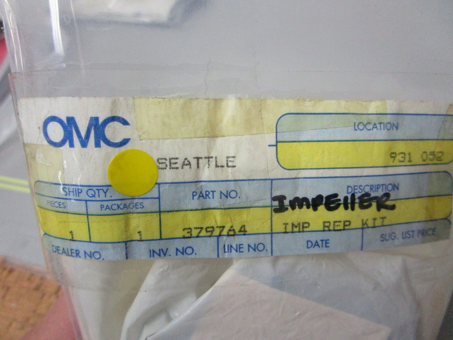 *NEW OEM* 0720 OMC Johnson Evinrude Impeller Repair Kit 379764 0379764