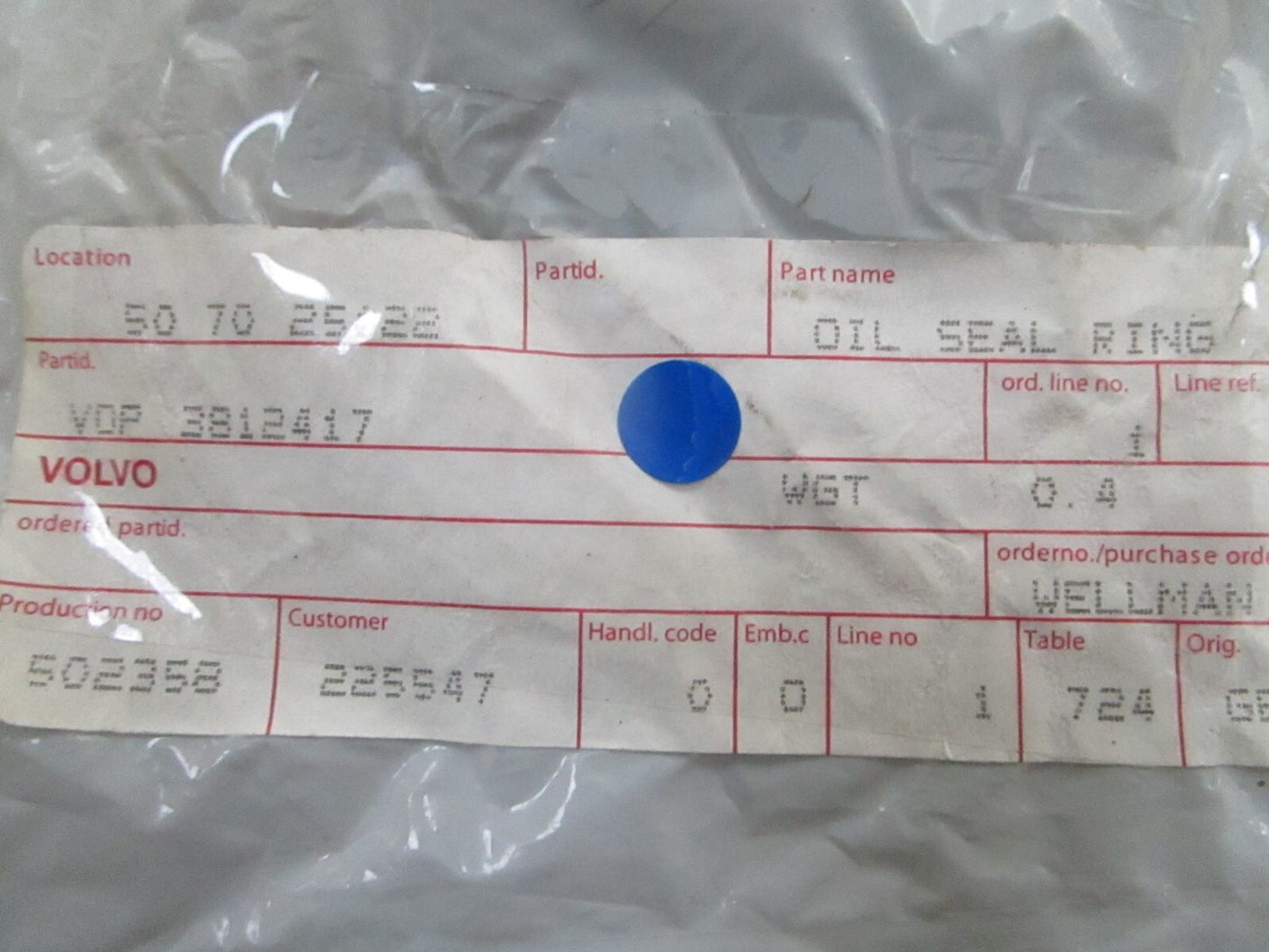 *NEW OEM* 0810 Volvo Penta Oil Seal 3812417