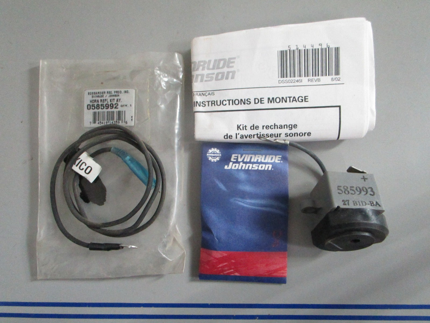 NEW OEM 585992 0585992 OMC Johnson Evinrude Horn Replacement Kit 0820