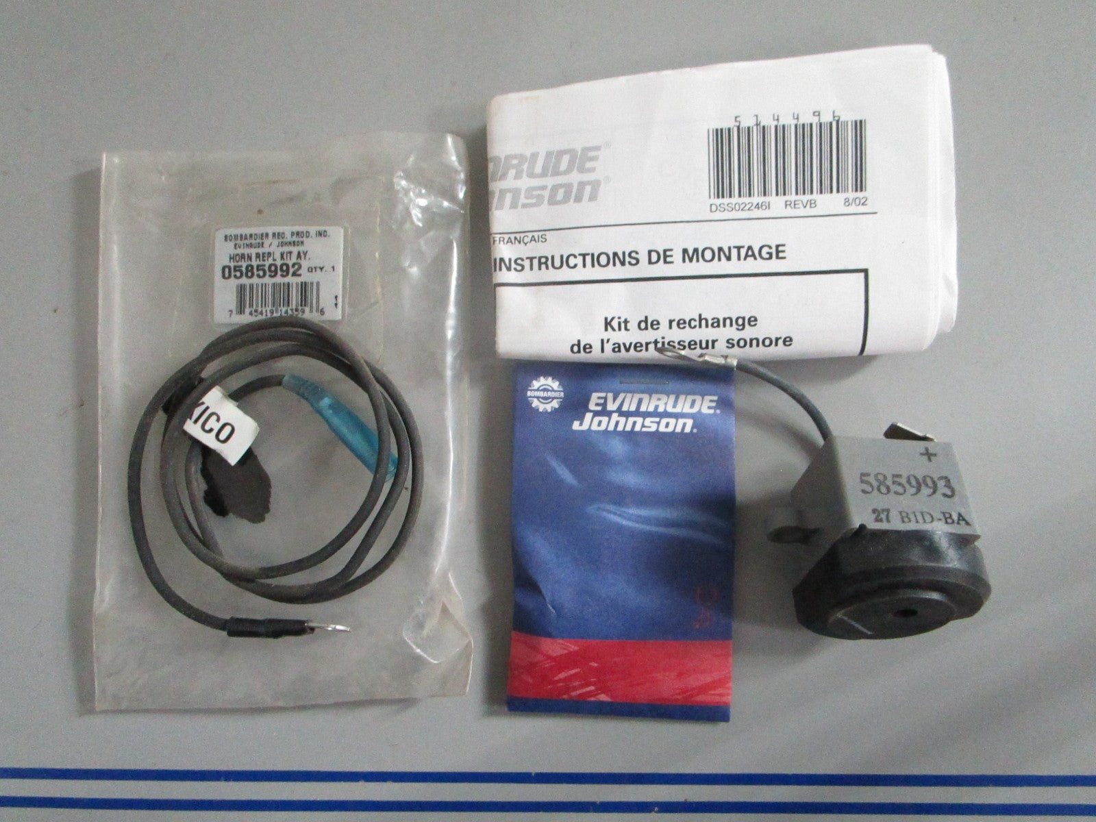 NEW OEM 585992 0585992 OMC Johnson Evinrude Horn Replacement Kit 0820