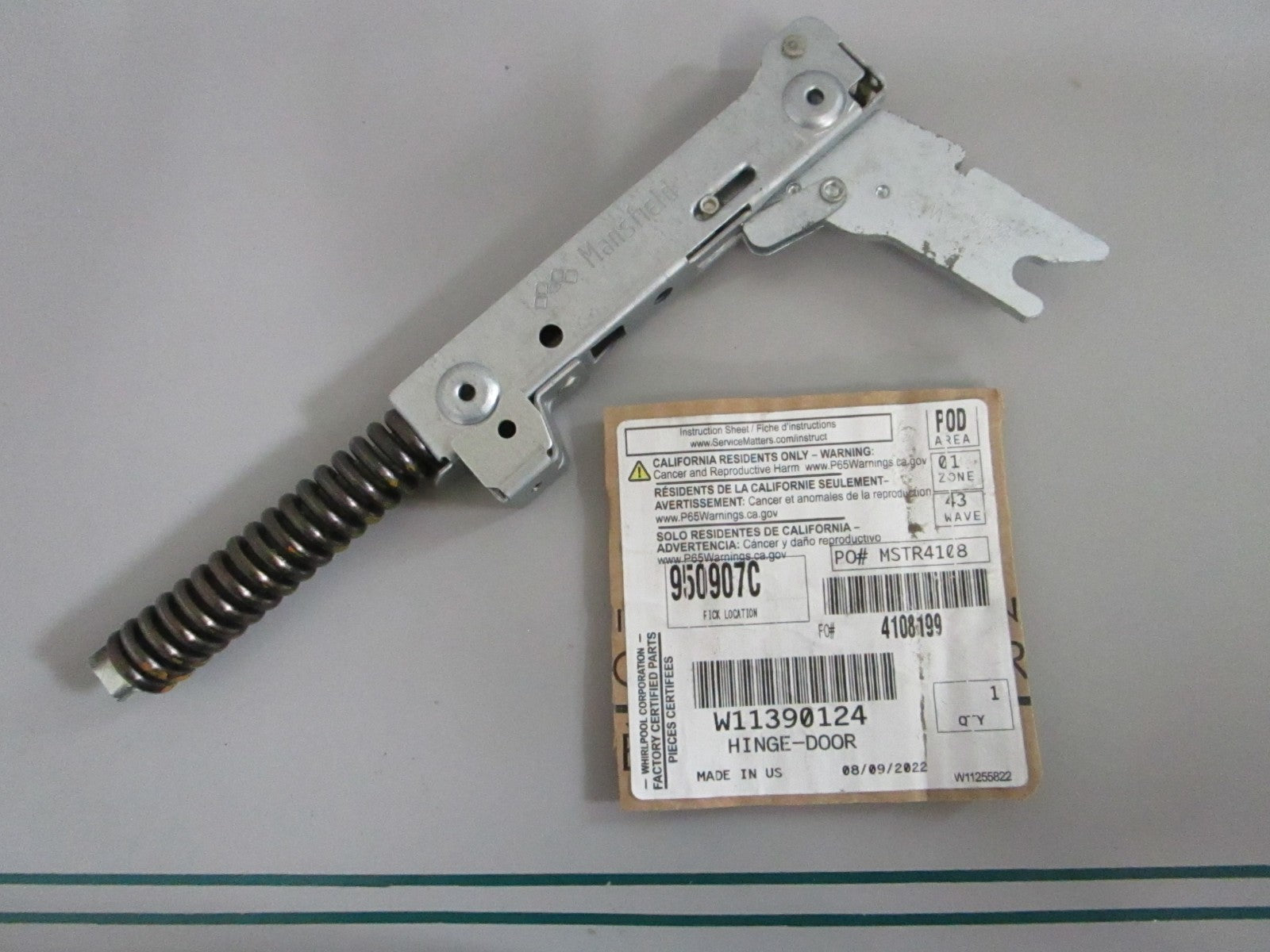 Whirlpool NEW OEM Oven Door Hinge W11390124 NOS Genuine Factory Part 0820