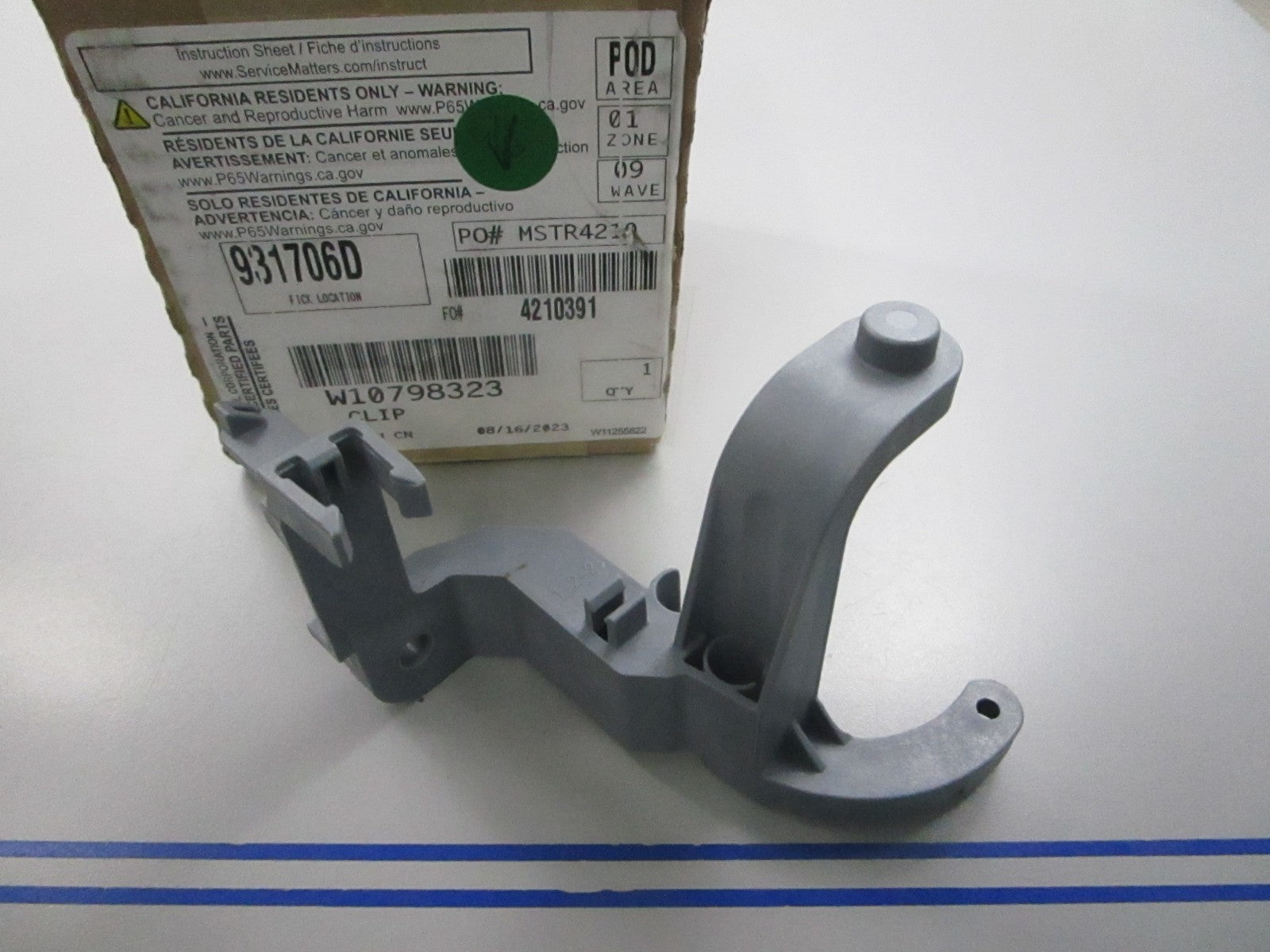 NEW OEM W10798323 Whirlpool Clip 0810
