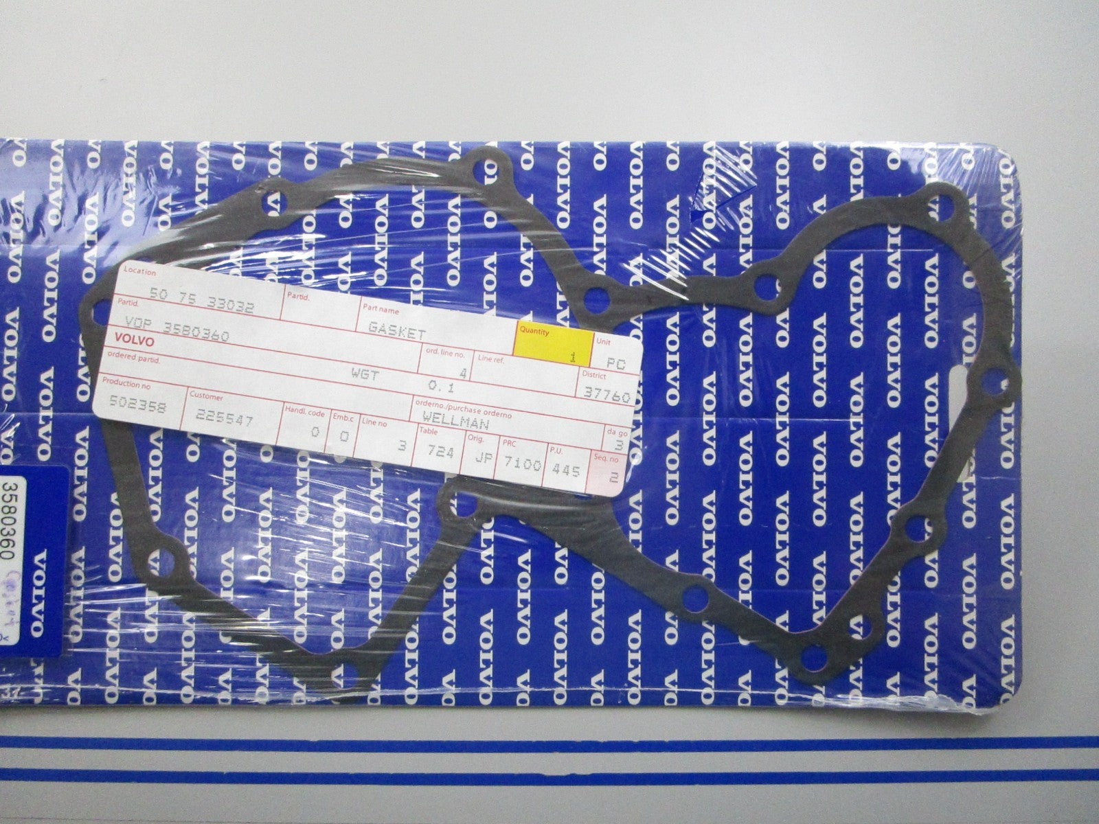 NEW OEM 3580360 Volvo Penta Gasket 0810