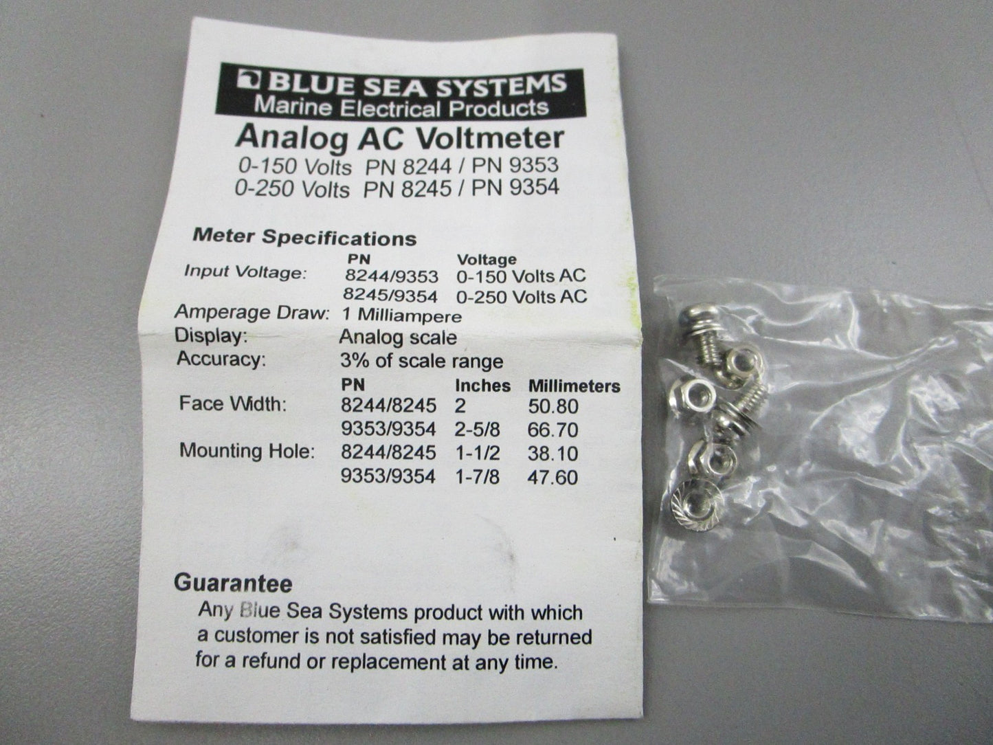 NEW 9353 Blue Sea Systems AC Analog Voltmeter 0-150V 0810