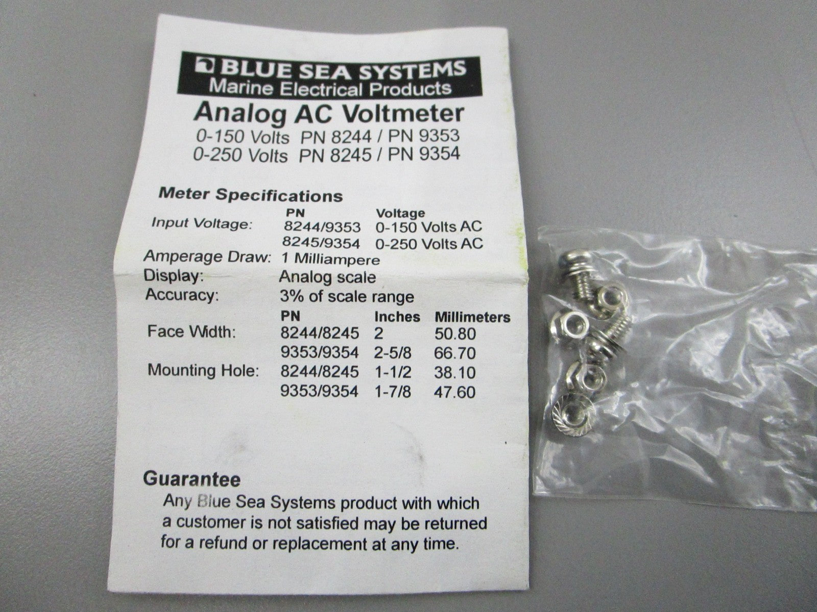 NEW 9353 Blue Sea Systems AC Analog Voltmeter 0-150V 0810