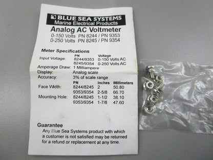 NEW 9353 Blue Sea Systems AC Analog Voltmeter 0-150V 0810