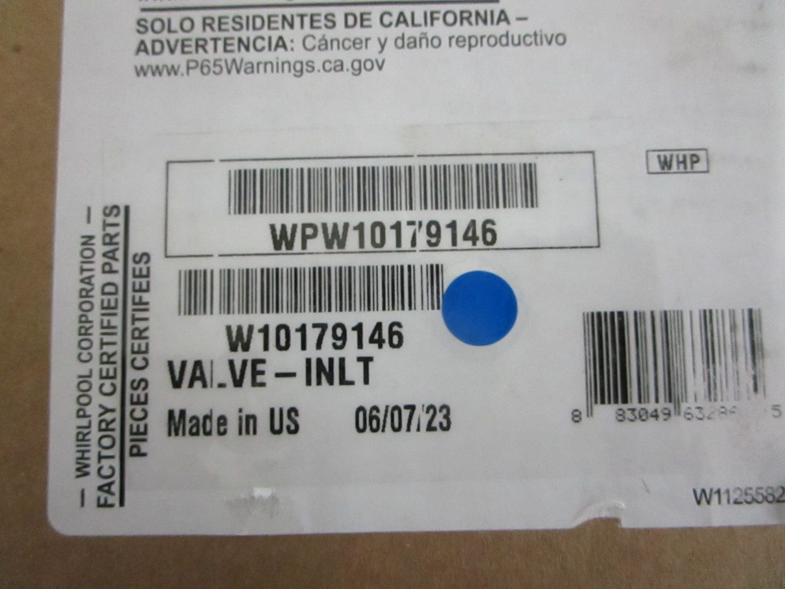 *NEW OEM* 0820 Whirlpool Water Inlet Valve WPW10179146 W10179146