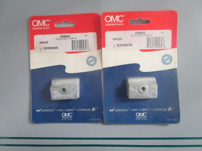 NEW OEM (LOT OF 2) 338635 0338635 OMC Johnson Evinrude Anode 0820