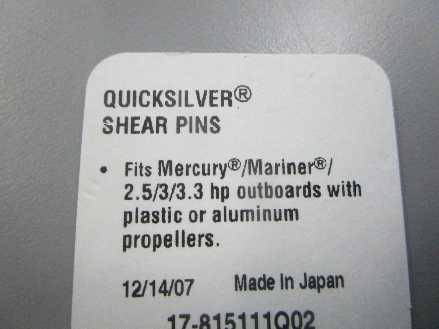 NEW OEM 17-815111Q02 Mercury Quicksilver 3 Shear Pin Kit 0810