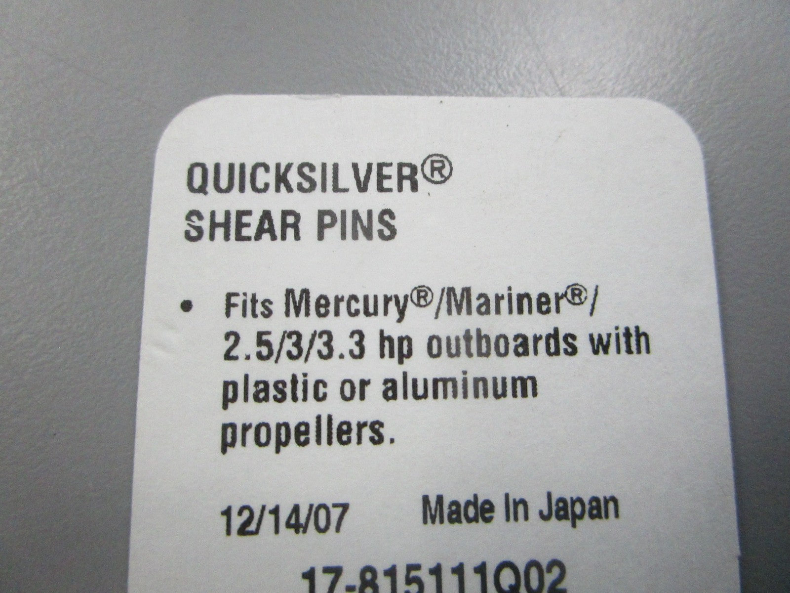 NEW OEM 17-815111Q02 Mercury Quicksilver 3 Shear Pin Kit 0810