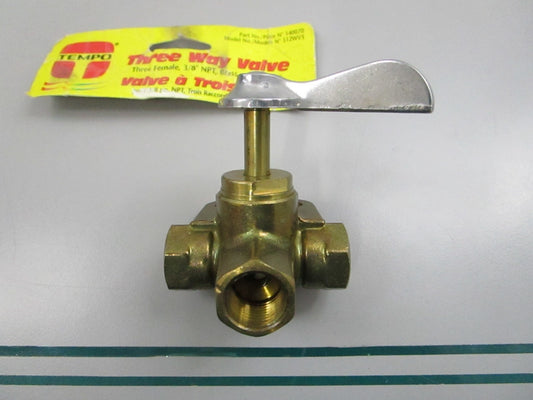 Tempo NEW Three Way Valve 3/8" NPT Brass Detent 140070 312WV3 NOS 0810