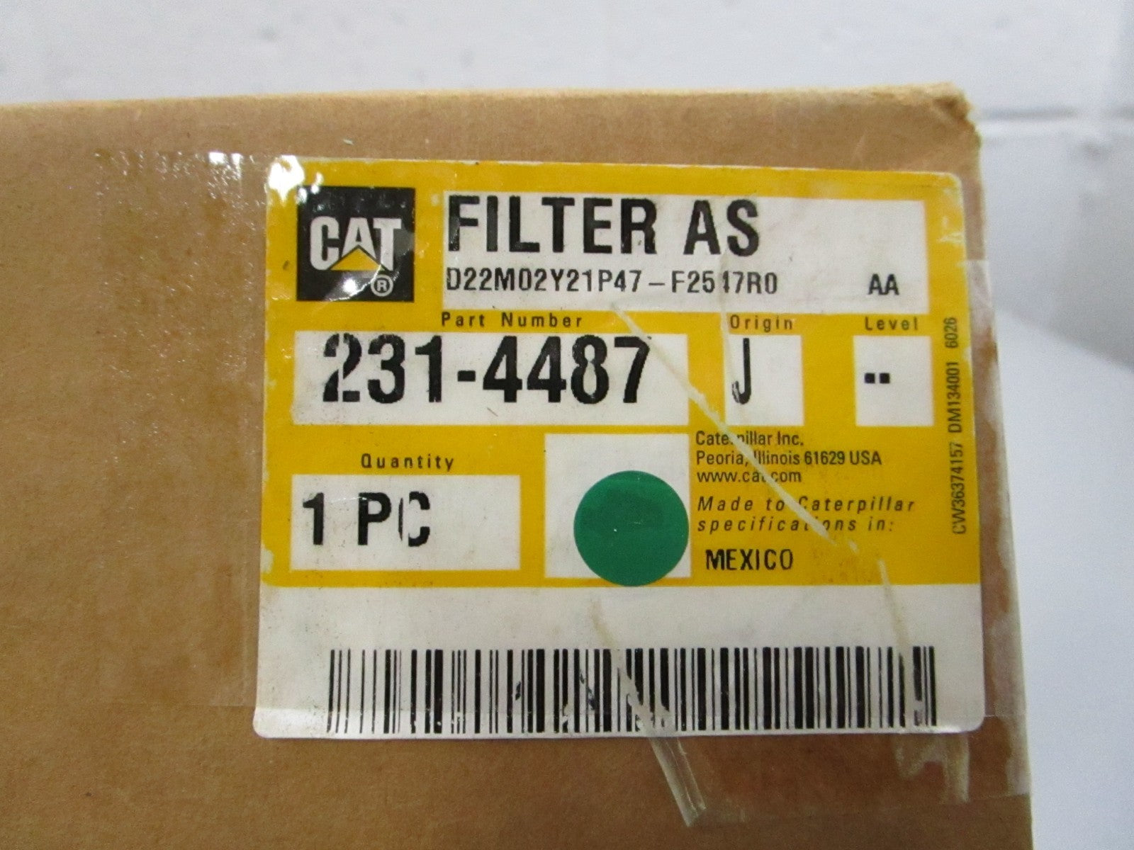 CAT NEW OEM Cabin Air Filter 231-4487 Std Efficiency Motor Grader 120H NOS 0810
