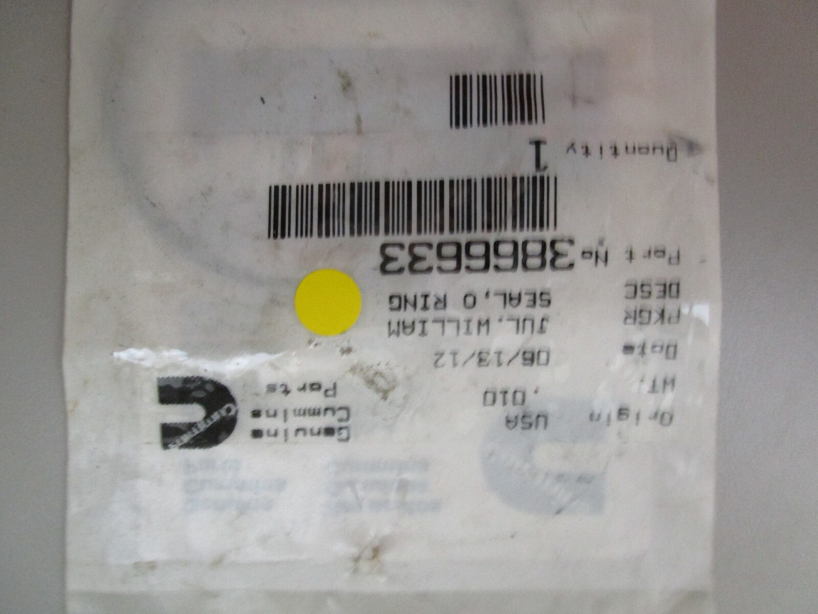 *NEW* 0810 Cummins O-Ring Seal 3866633