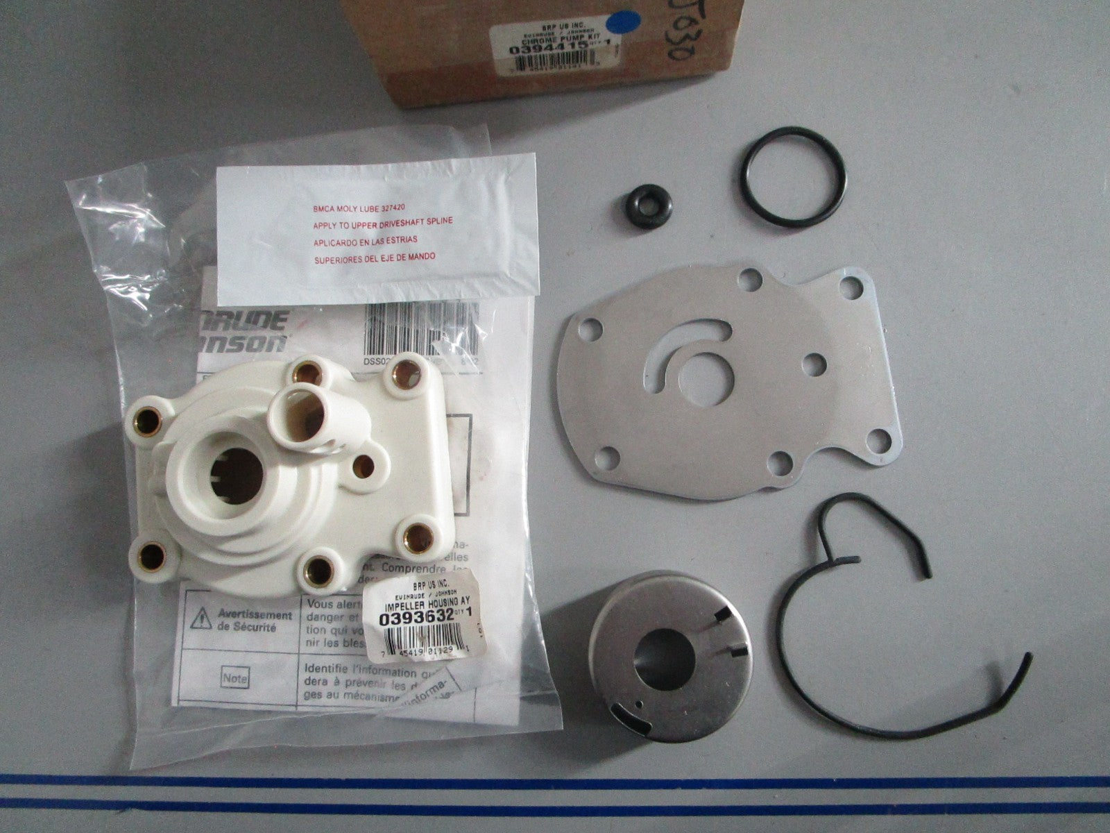 NEW OEM 394415 0394415 OMC Johnson Evinrude Chrome Pump Kit 0820