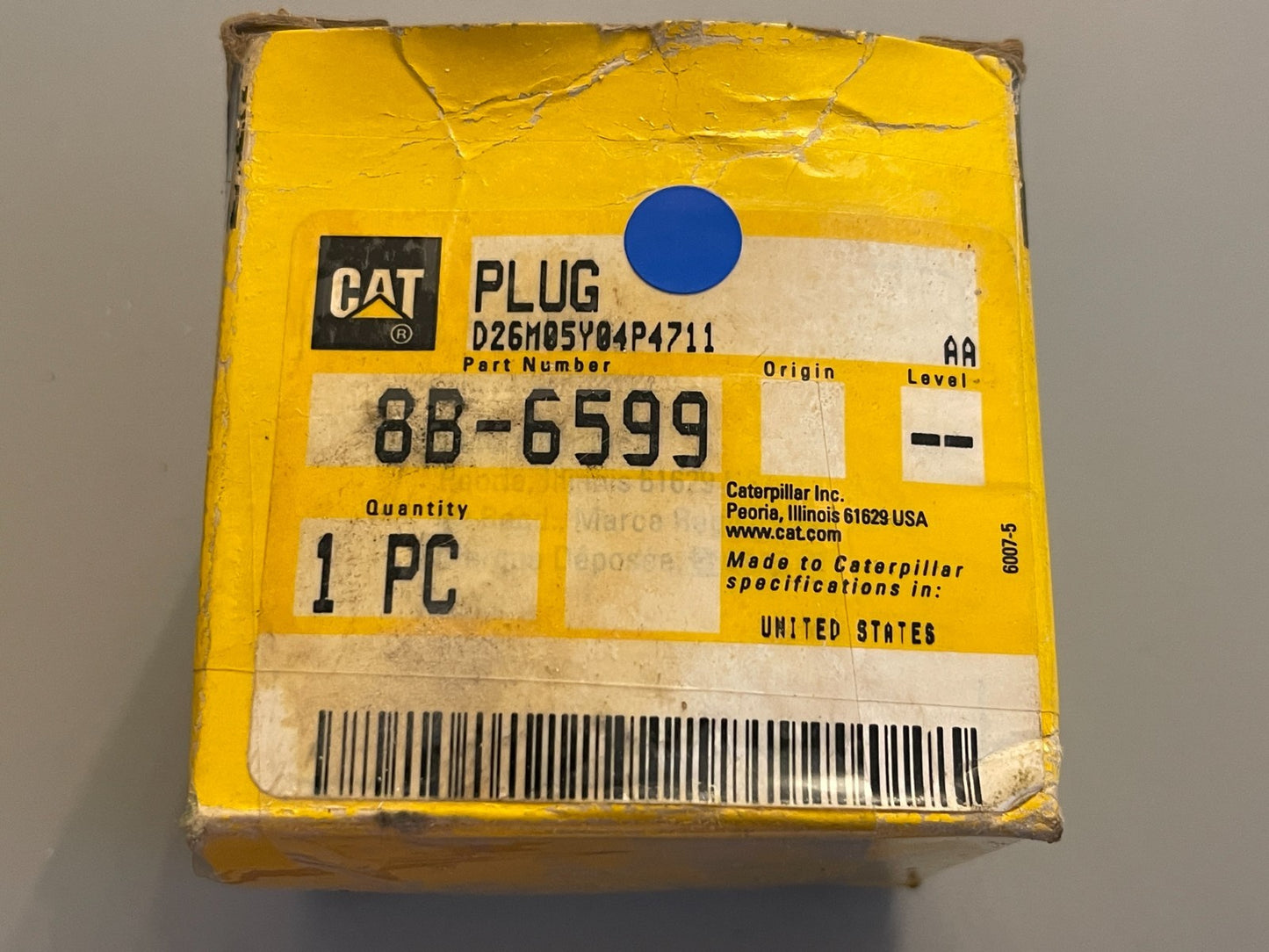 NEW OEM 8B-6599 CAT Caterpillar Magnetic Drain Plug 0720