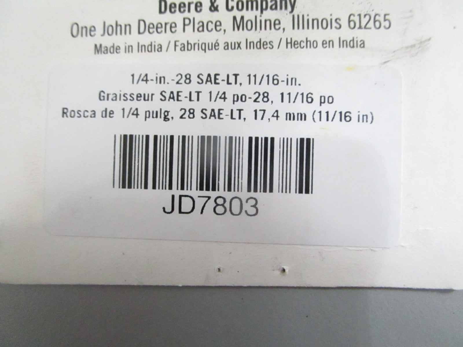 NEW OEM (LOT OF 5) JD7803 John Deere Grease Fitting 0820