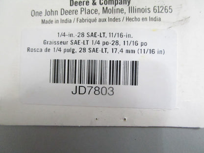NEW OEM (LOT OF 5) JD7803 John Deere Grease Fitting 0820