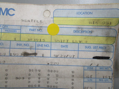 *NEW OEM* 0820 OMC Johnson Evinrude Shift Lever 383015 0383015