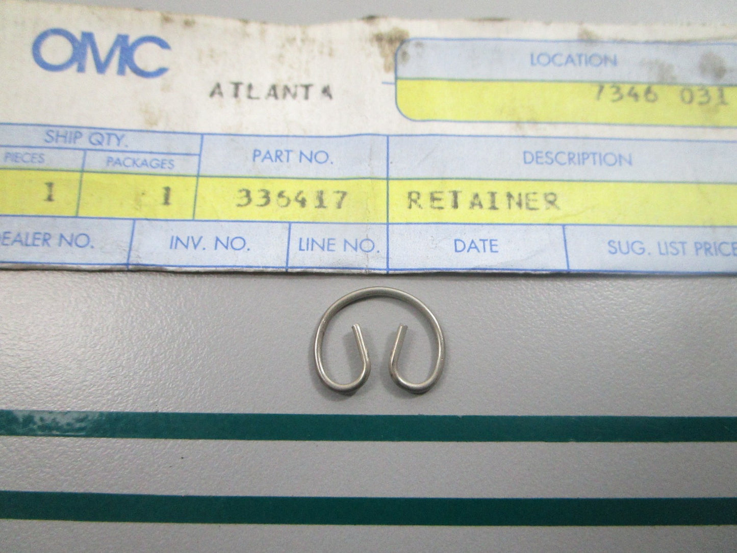NEW OEM 336417 0336417 OMC Johnson Evinrude Retainer 0810