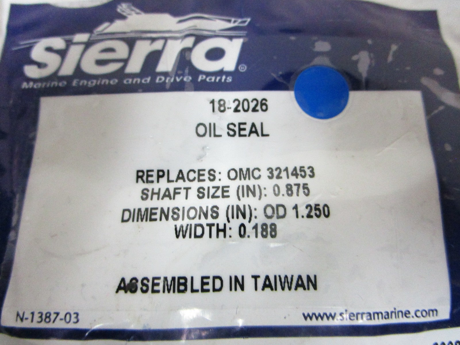 NEW 18-2026 Replaces: OMC 321453 0321453 Sierra Oil Seal 0720