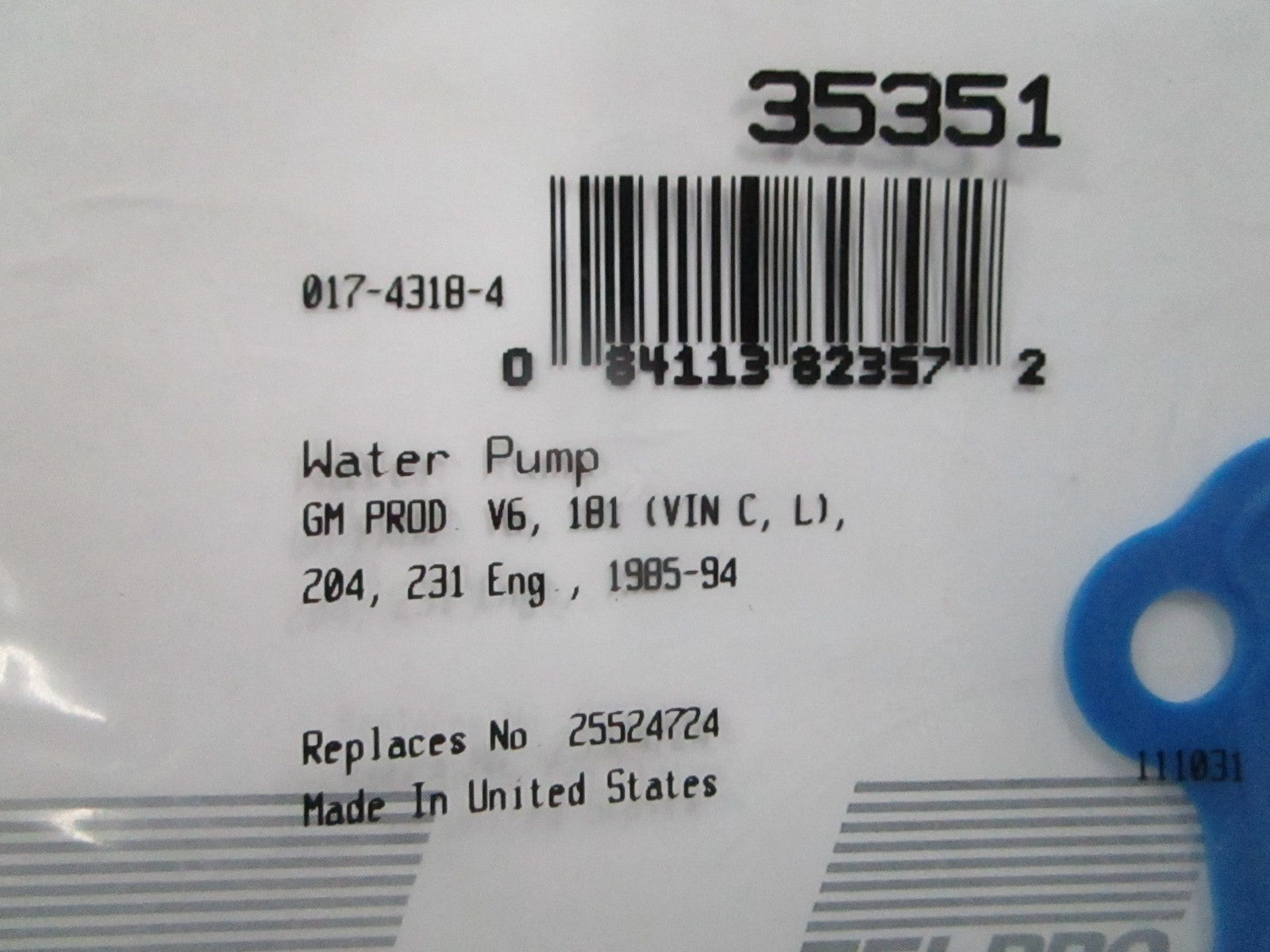*NEW* 0810 Fel-Pro Water Pump Gasket 35351