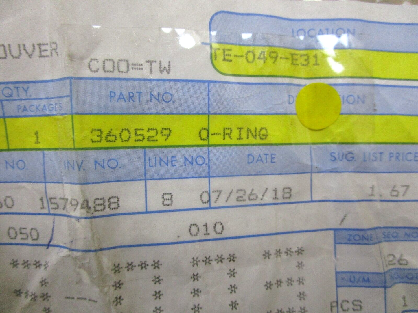 *NEW OEM* 0750 OMC Johnson Evinrude O-RING 360529 0360529