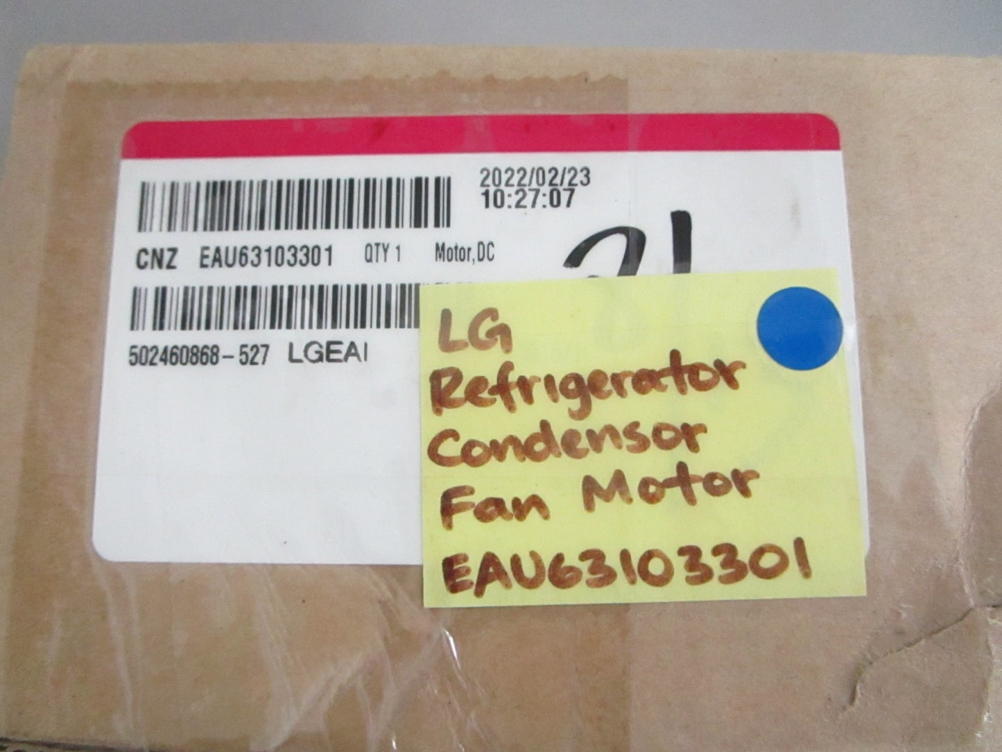 *NEW OEM* 0820 LG Refrigerator Condenser Fan Motor EAU63103301