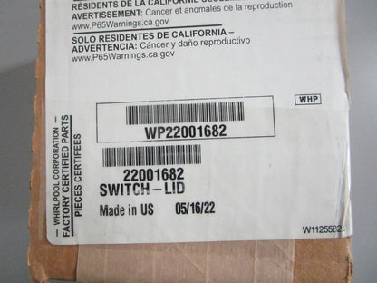 NEW OEM WP22001682 Whirlpool Dishwasher Kid Switch 0820